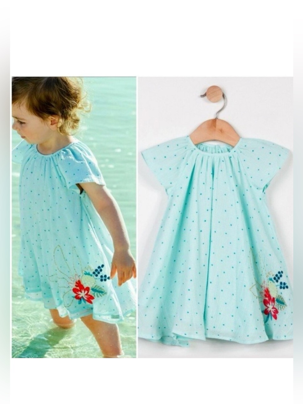 NWT CATIMINI Baby Toddler Embroidered Oasis Garden Dress Flutter Sleeve 12, 18mo